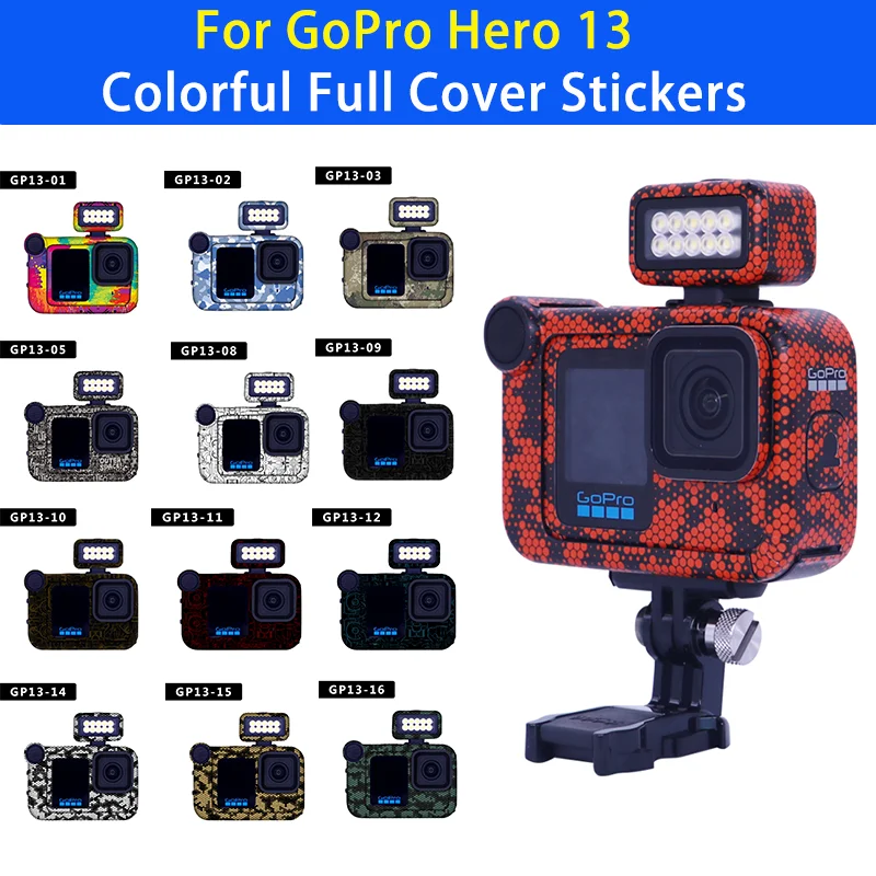 Dla GoPro Hero 13 naklejki na kamerę sportową wodoodporna, odporna na zarysowania kolorowa folia ochronna osobowość Refit naklejka akcesoria do skóry