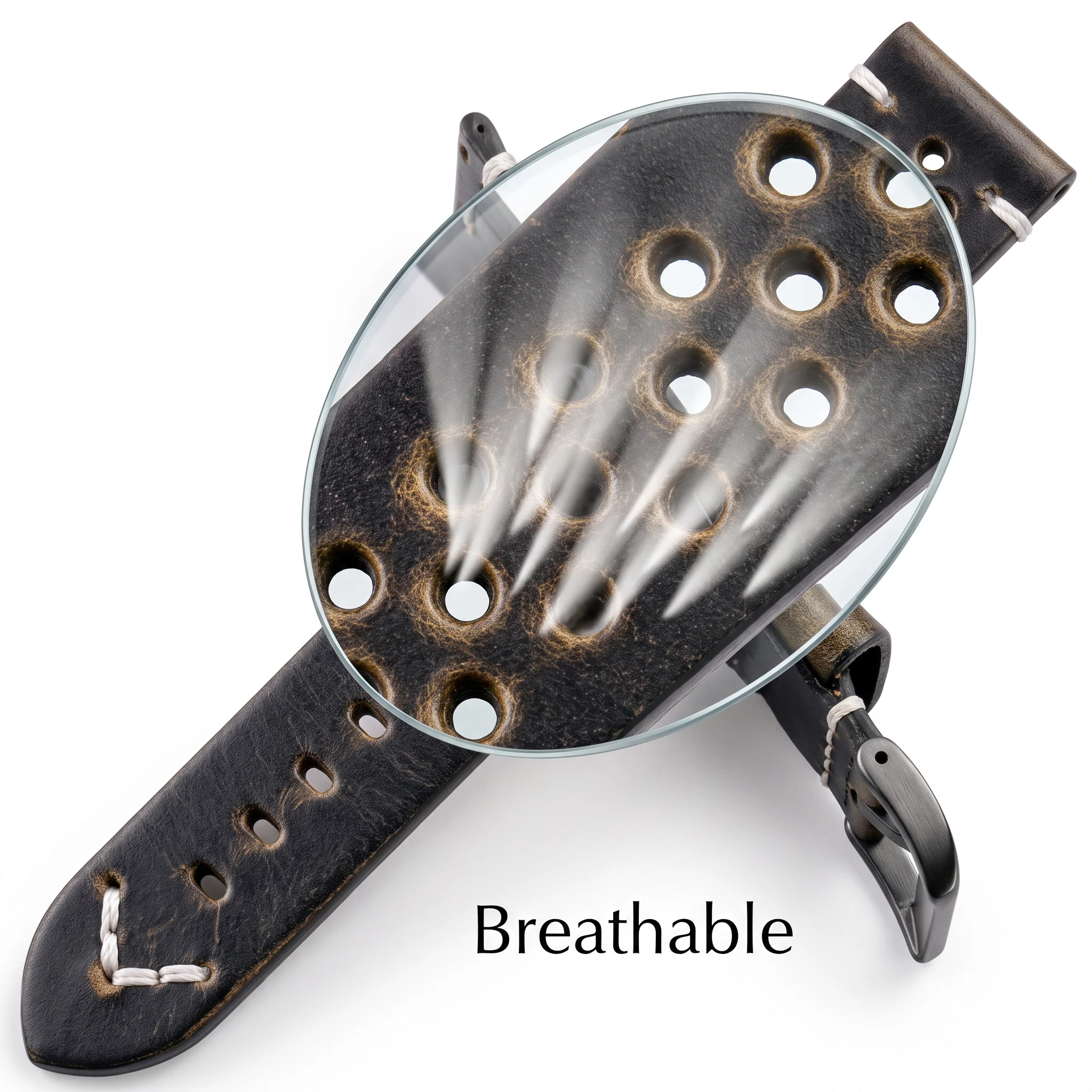 Atmungsaktives Echtleder-Uhrenarmband mit Schnellverschluss, 18–24 mm, Rindslederband, erhältlich in Schwarz, Grün, Braun, Gelb, Unisex-Uhrenarmbänder – Detail 11