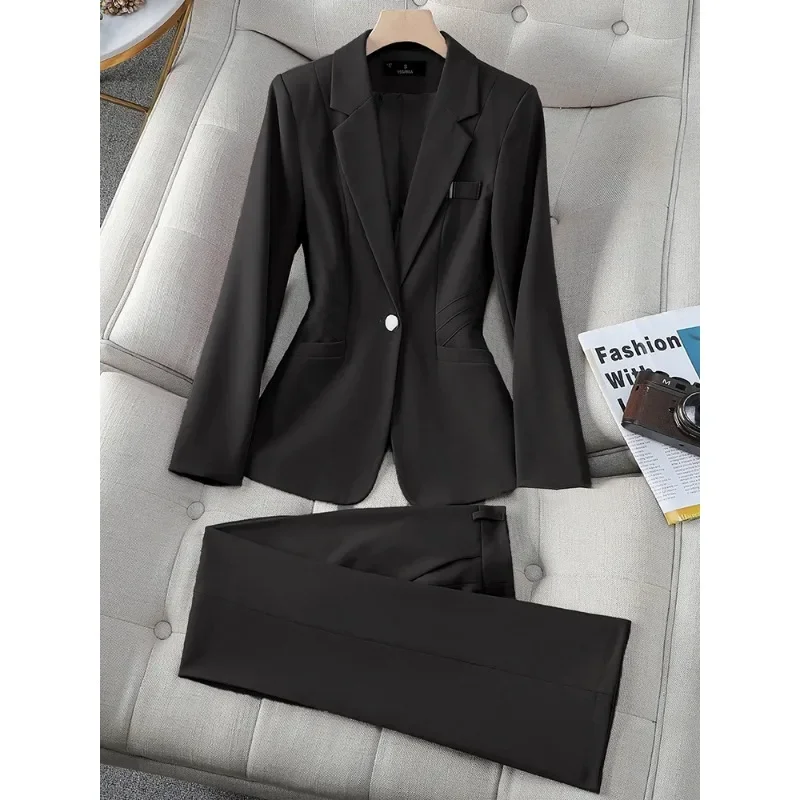 Blazer formel et veste de surintendant pour femmes, ensemble 2 pièces pour dames, pantalon de bureau, vêtements de travail d'affaires féminins, jaune, noir, rouge