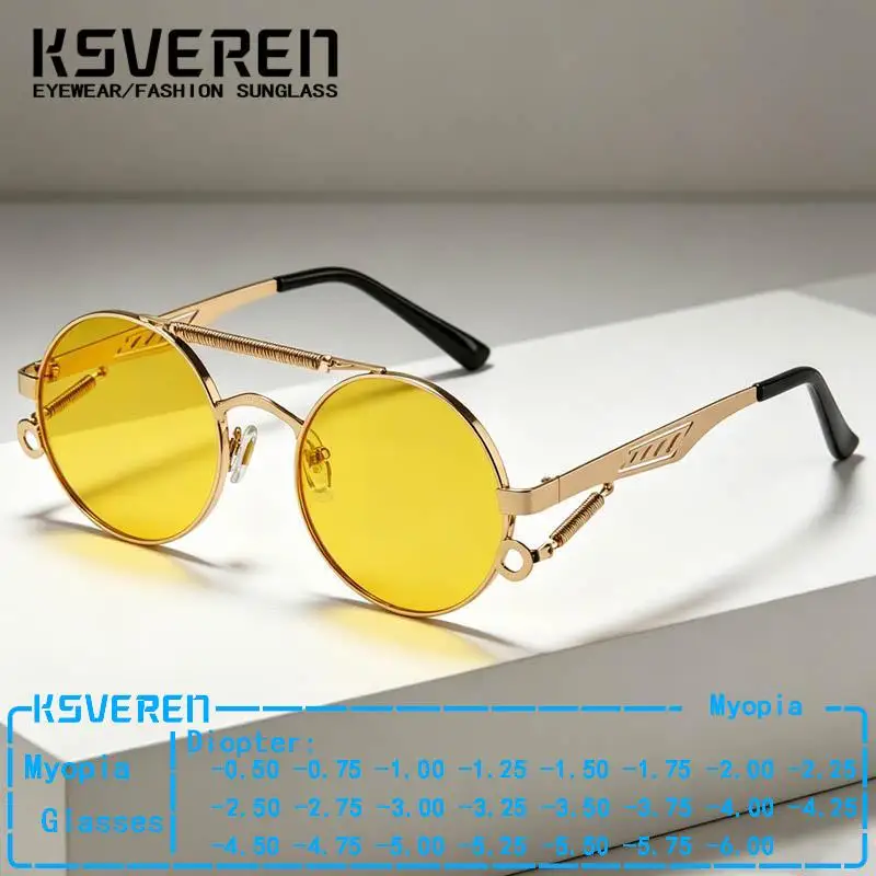 Oculos-de-sol-retro-com-armacao-circular-de-metal-amarela-para-homens-e-mulheres-Oculos-de-miopia-estilo-steampunk-Oculos-de-prescricao-para-direcao-ao-ar-livre