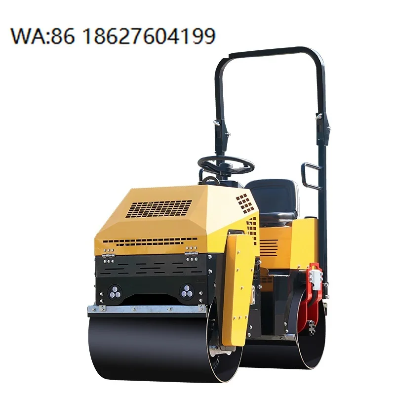 1Ton Steering Wheel Control Road Roller Dual Drum Hydraulic Compactor for Asphalt Pavement Leveling