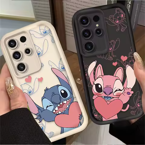 Stitch Angel Couple Soft Phone Case for Samsung Galaxy S24 S25 S23 Ultra S22 S21 Plus FE A36 A56 A26 A16 A06 A15 A25 A35 A55 5G