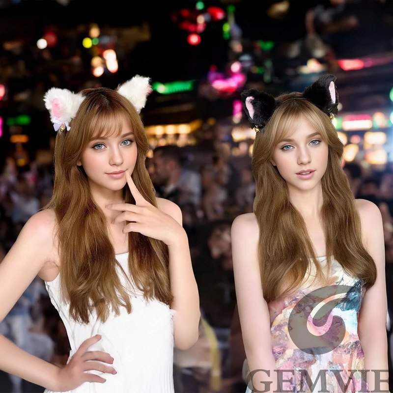 Cerceau d'oreille de chat en peluche pour filles, noir, blanc, bandeau doux pour femmes, bandeau de sauna, cosplay de fête, accessoires pour cheveux, mode