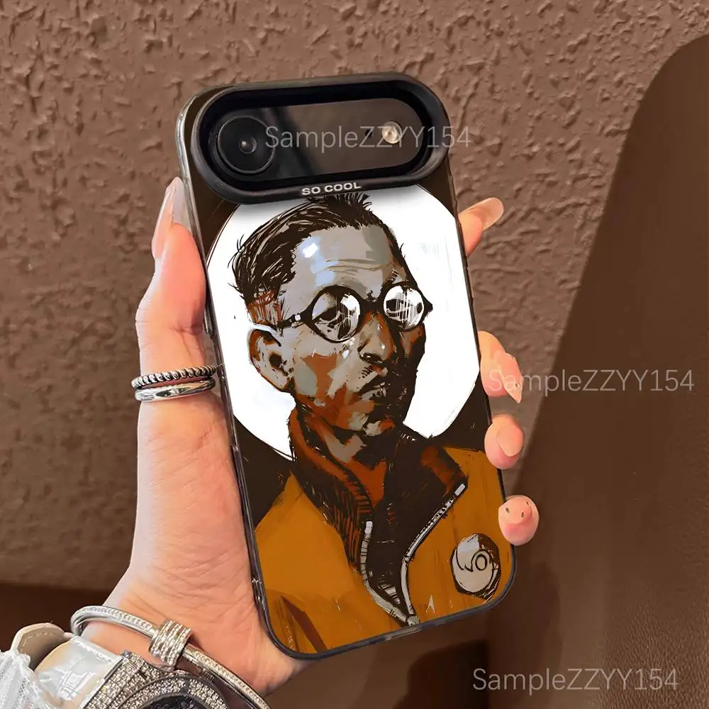 ゲーム「ディスコ・エリジウム」iPhoneケース（iPhone 17、16、15、14、13、12、X、8、Pro、Max、Plus、E、SE4、Air、Mini対応）ブラックIMDマット仕上げ