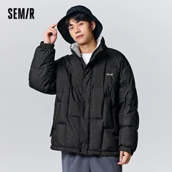 Semir Daunen jacke Männer Winter neue einfarbige einfache exquisite Mode warme lose Stehkragen jacke