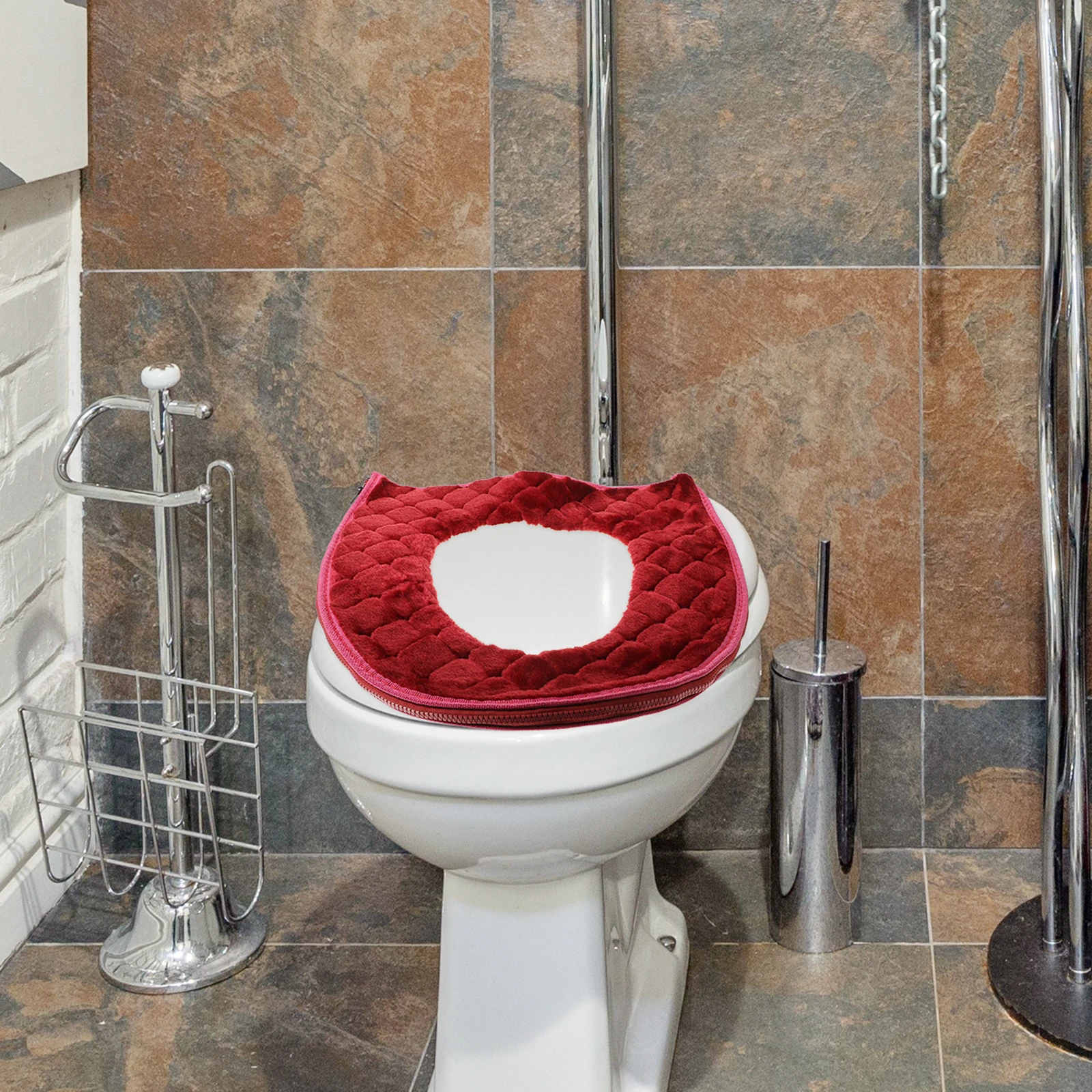 

1Pc Zipper Toilet Seat Cover Cushion Pad Winter Warm Bathroom Toilet Seat Thick