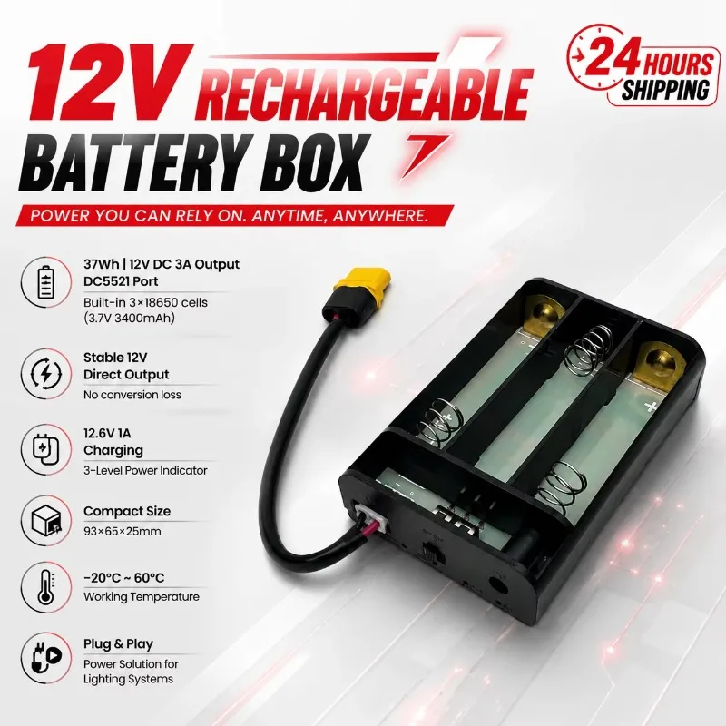 12V Rechargeable Battery Box Baja Lights Kit 18W 1836LM Road Spotlight 36 LED Rock Light XT60 Harness ATV/UTV/Motorcycle view 3