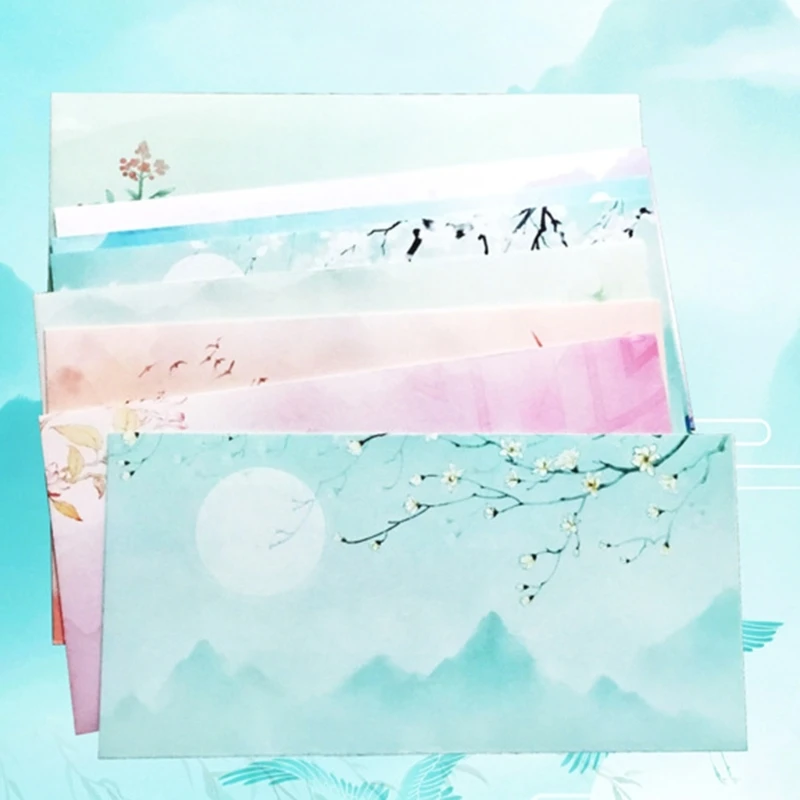 Color Both Side Letter Paper Stationery Writing Paper and Envelopes Set Gift N0HC