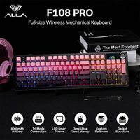 AULA F108 PRO Full-size Mechanical Keyboard W/ Screen Knob 8000mAh Battery PBT Keycap RGB Backlit Hot Swappable Gaming Keyboards