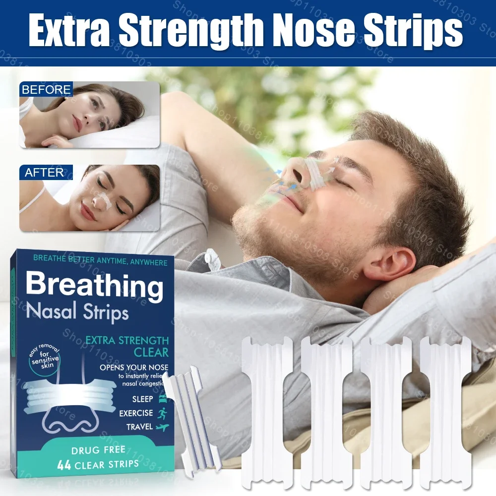 

44/200PCS Breathing Nose Strips Extra Strength Sport Nasal Strip Better Sleep Non-Invasive Anti Snoring Strips for Adult Child