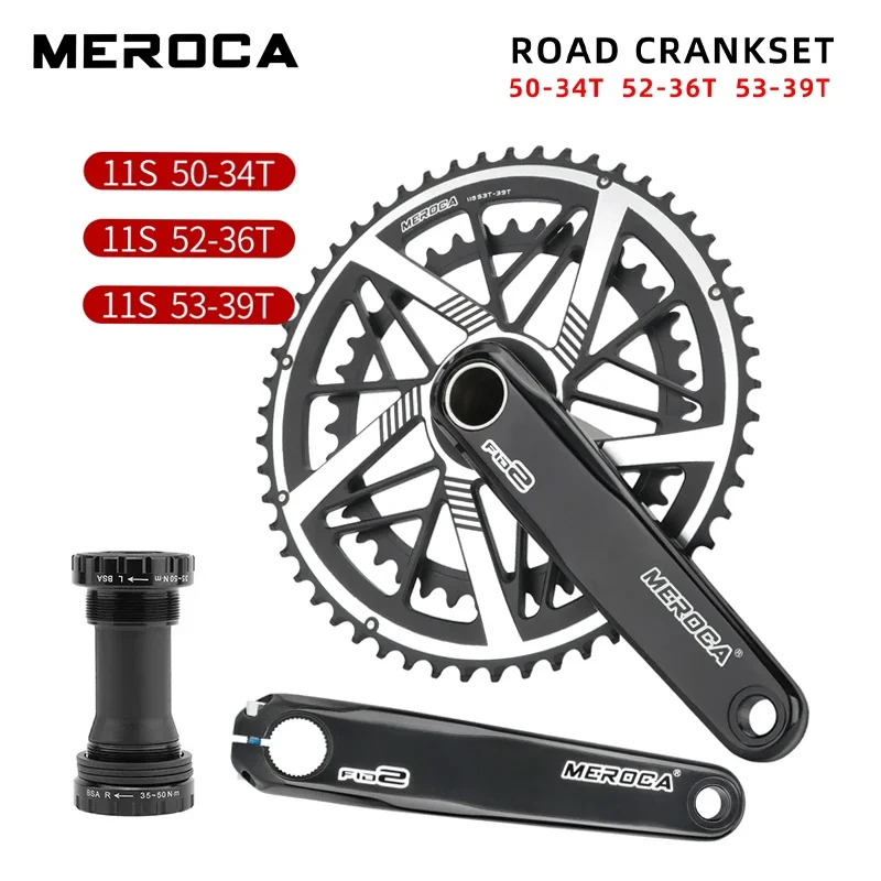 

Шатуны для шоссейного велосипеда MEROCA, 9/10/11 скоростей, двойные шатуны с прямым креплением, 50 т-34 т/52 т-36 т/53 т-39 т, дорожные шатуны из алюминиевого сплава 170 мм