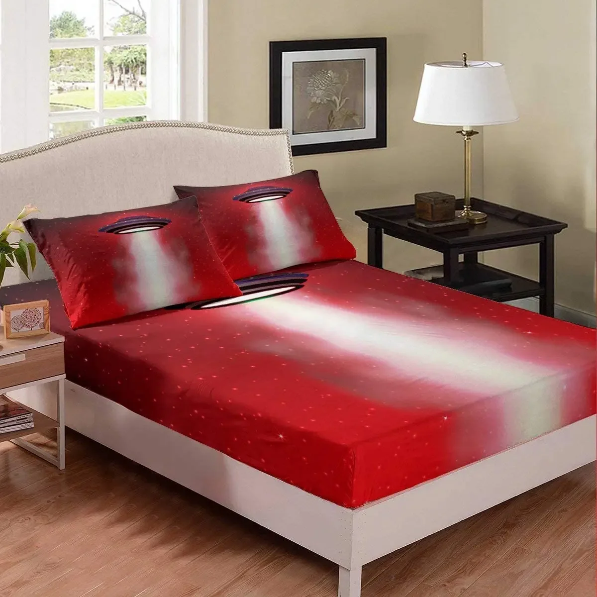 

Простыня с космическим кораблем, комплект простыней для космического пространства, полноразмерное двуспальное покрывало Galaxy для детей, мальчиков и девочек, триповое звездное небо, Вселенная