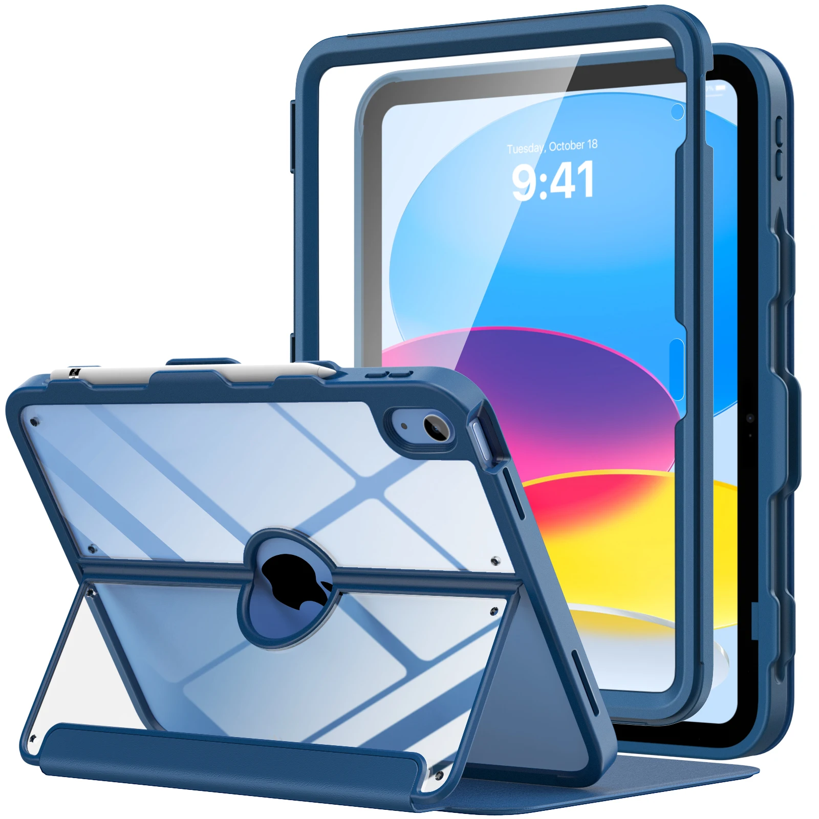 for iPad 11-inch (A16) 11th Generation Case 2025/ iPad 10th Case with Pencil Holder 2022 10.9 inch, Built-in Screen Protector