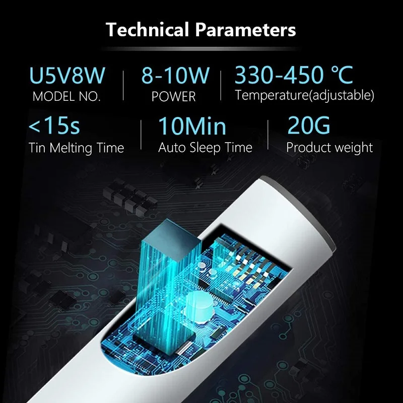 8W 5V USB Soldering Iron Set Adjustable Temperature Ceramic Core Heating Portable Home Welding Solder Repair Tools