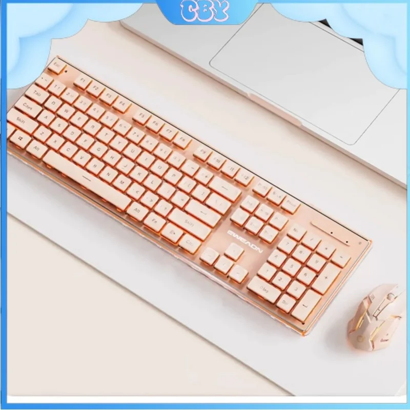 

New V3 Mute Keyboard Mouse Set Mechanical Feel Suspended Water Drop Keycap Desktop Laptop Universal Peripheral Ergonomics