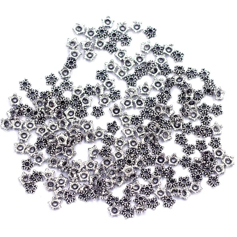 2500Pcs Silver Tone Tiny Star Dots End Beads Caps Metal DIY 5mm