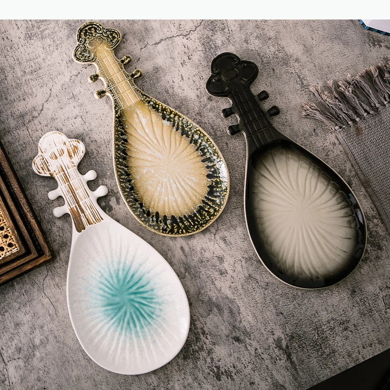 Featured Tableware Pipa Shaped Ceramic Dining Plate Sushi Plates Western Style Steak Plate Dessert Sushi Plates Fruit