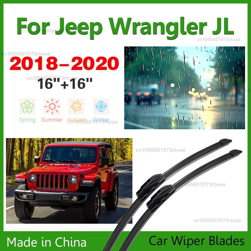 

For Jeep Wrangler JL 2018-2020 2018 2019 2020 16"+16" Car Wiper Blades Front Window Windscreen Windshield Car Accessories