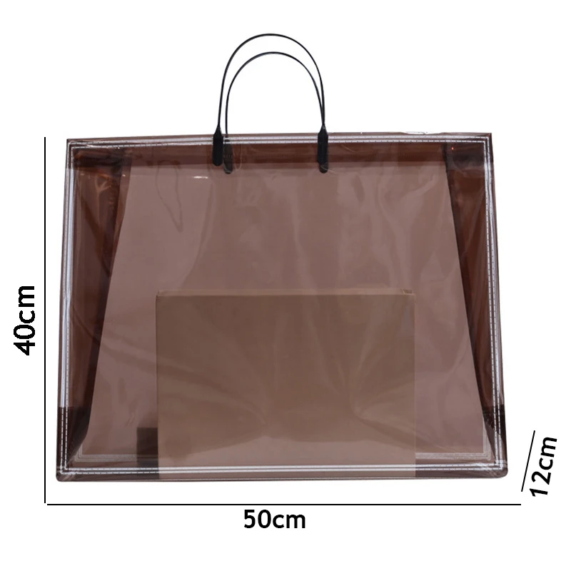 Sacola grossa de tamanho grande para mulheres, simples, transparente, ecologicamente reutilizável, bolsa impermeável, bolsas femininas, bolsas de armazenamento