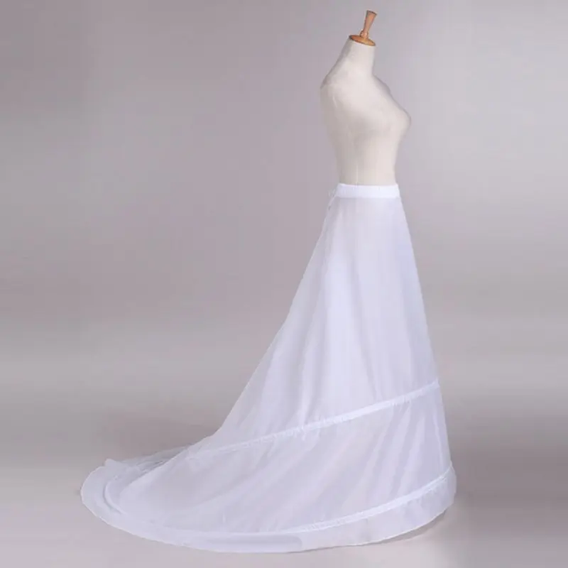 Bride Wedding Dress Trailing Skirt Petticoat 2-Hoops Elastic Waist Drawstring Adjustable Fishtail Slip Skirts