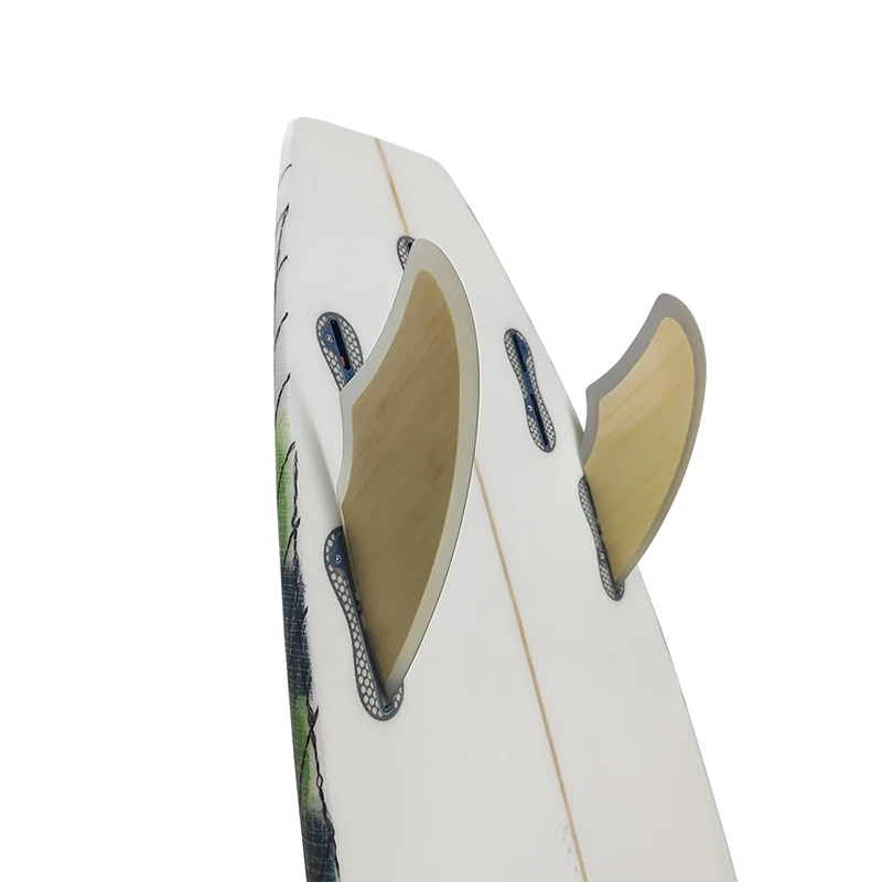 Tiwn Fins Bamboo UPSURF FCS 2 KEEL FIN For Twin Fin Board Double Tabs 2 Base Surf Keels 2 Fins Set Side Fin For Surfboard