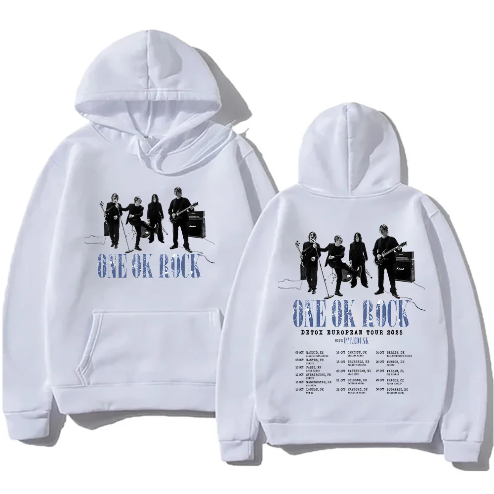 One Ok Rock Band Hip Hop Band هوديس ONE OK ROCK Detox Europban Tour بلوزات الخريف الرجال النساء الجانبين Funko Pop ملابس الشارع