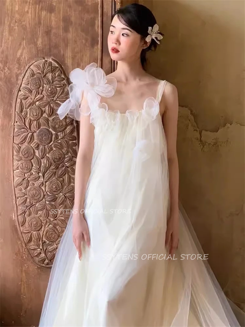 Robe de soirée de mariage ivoire nickel é, robe de mariée coréenne, bretelles spaghetti, tulle, Rh, quelle que soit la robe de soirée formelle