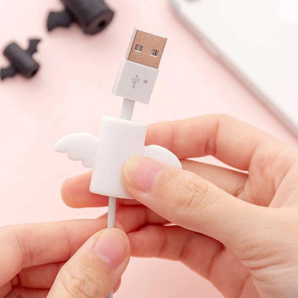 

2 PCS Cable Saver Charging USB Protector Earth Tones Mobile Phone White