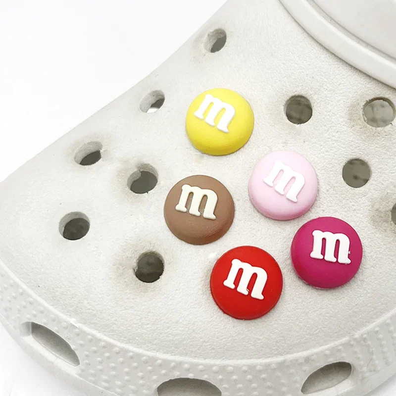 Single Sale Shiny Chocolate Beans Shoe Charms Sandals Accessories Shoes Buckle Decorations Clogs Pins Badges Kid Gift