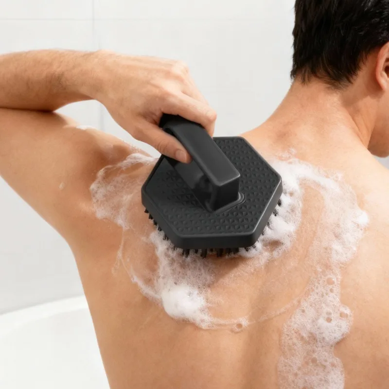 

Premium Silicone Shower Brush Rotating Massage Back Scrubber Soft Bristles Multifunctional Hair Washing Body Cleaning Tool