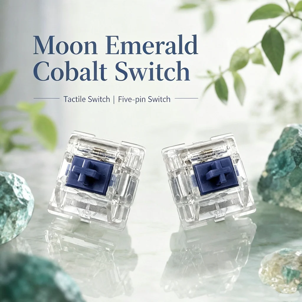 Switch Mecânico GANSS Moongreen Blue 50g 5 Pinos Tátil POM Suave Alta Transmitância Lubrificação Fina