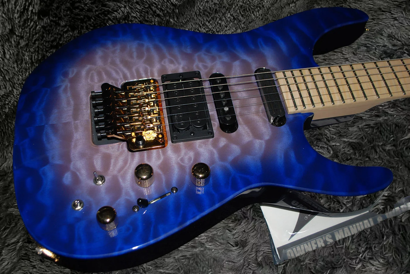 Studio Electric Guitar PC1 Phil Collen Quilt Maple Chlorine Blue Electric Guitar Floyd Rose Tremolo Bridge, Gold Hardware