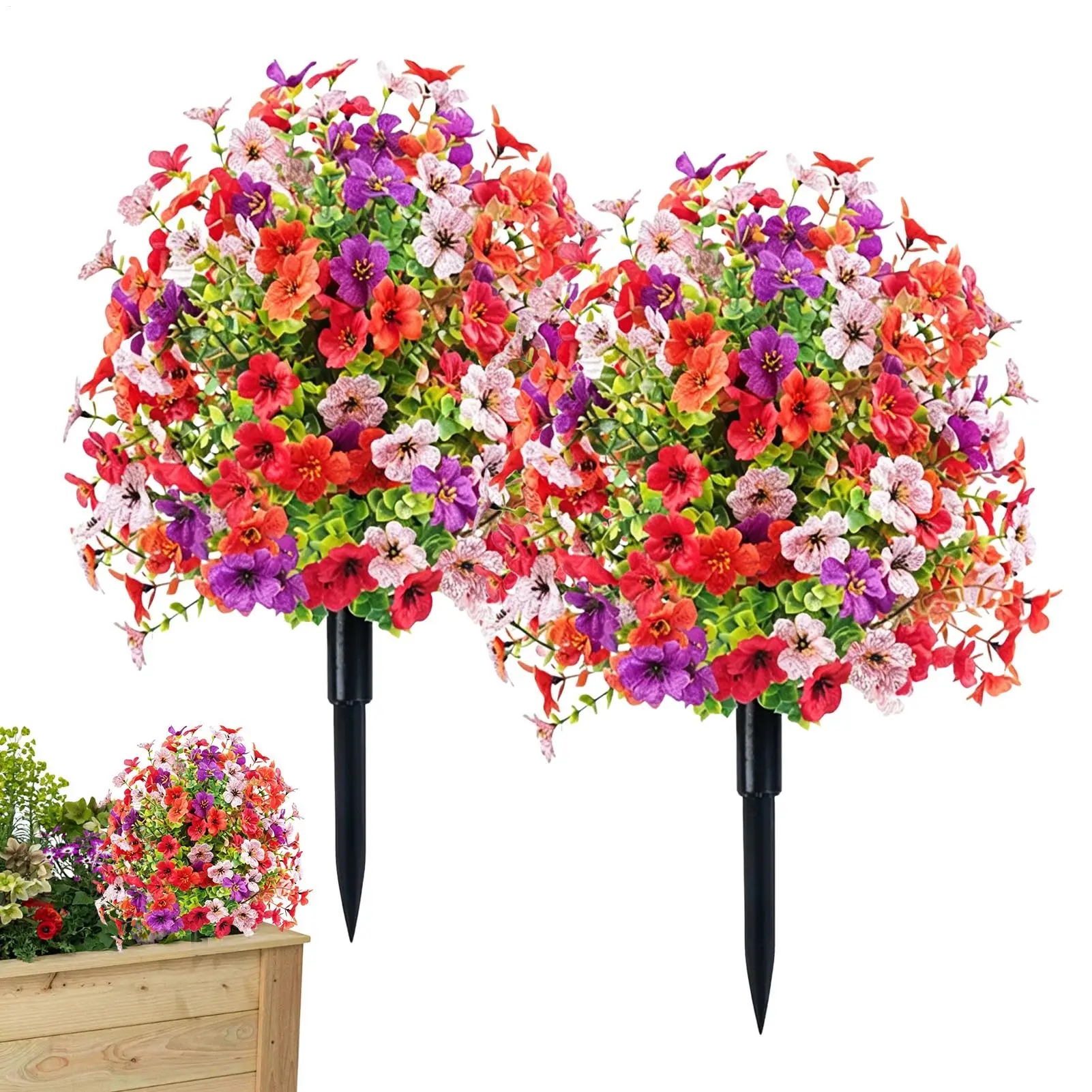 

Artificial Topiary Ball Plant Sun-Resistant Fade-Proof 2 Pieces 22inch Flower Topiary Ball Outdoor Decor for Porch Patio