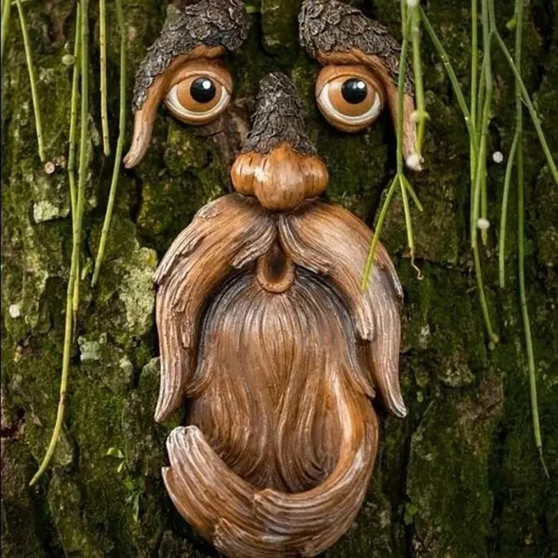 

Simulation Tree Man Bird Feeder, Outdoor Tree Face, Old Man Eye Beard, Garden Farm, Forest Tree Stealing Animal, Small Pendant