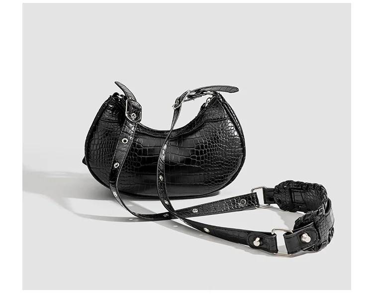 Nietenbesetzte Drei-in-Eins-Unterarmtasche, vielseitige Handtasche, Schultertasche, Umhängetasche für Damen, neuer trendiger Stil mit einem coolen und würzigen Touch. – Detail 3