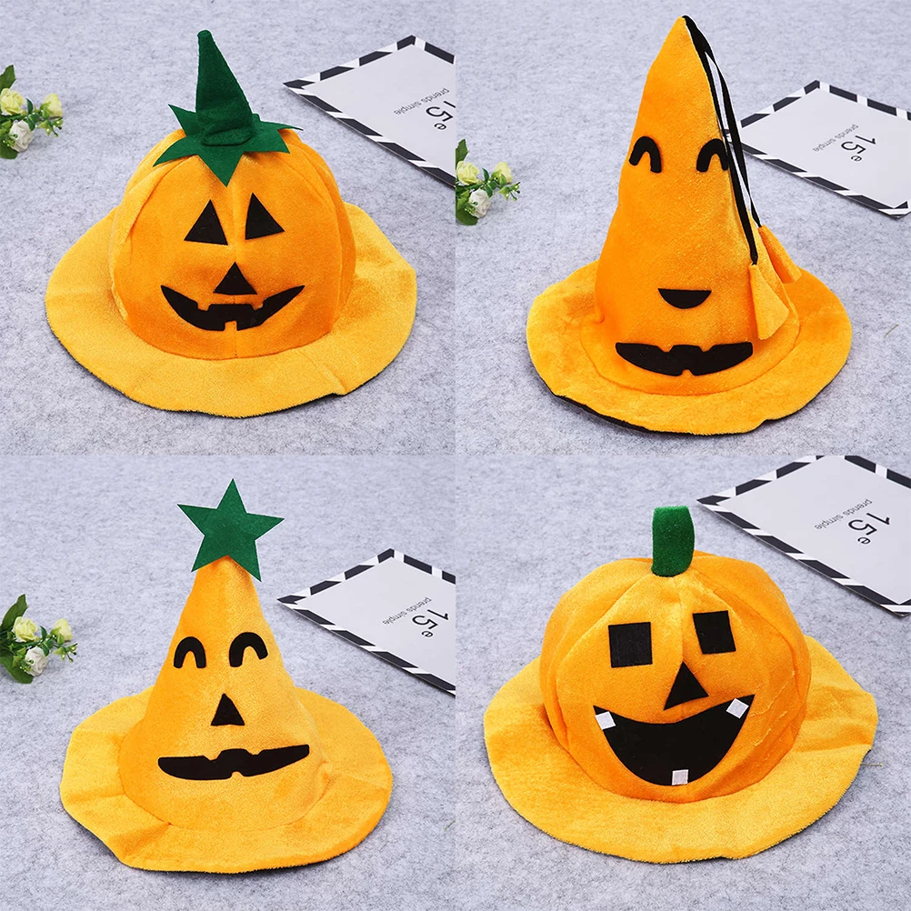 

4pcs Halloween Pumpkin Hat Lightweight Durable Party Cosplay Masquerade Props Bright Color Playful Costume Hat For Halloween