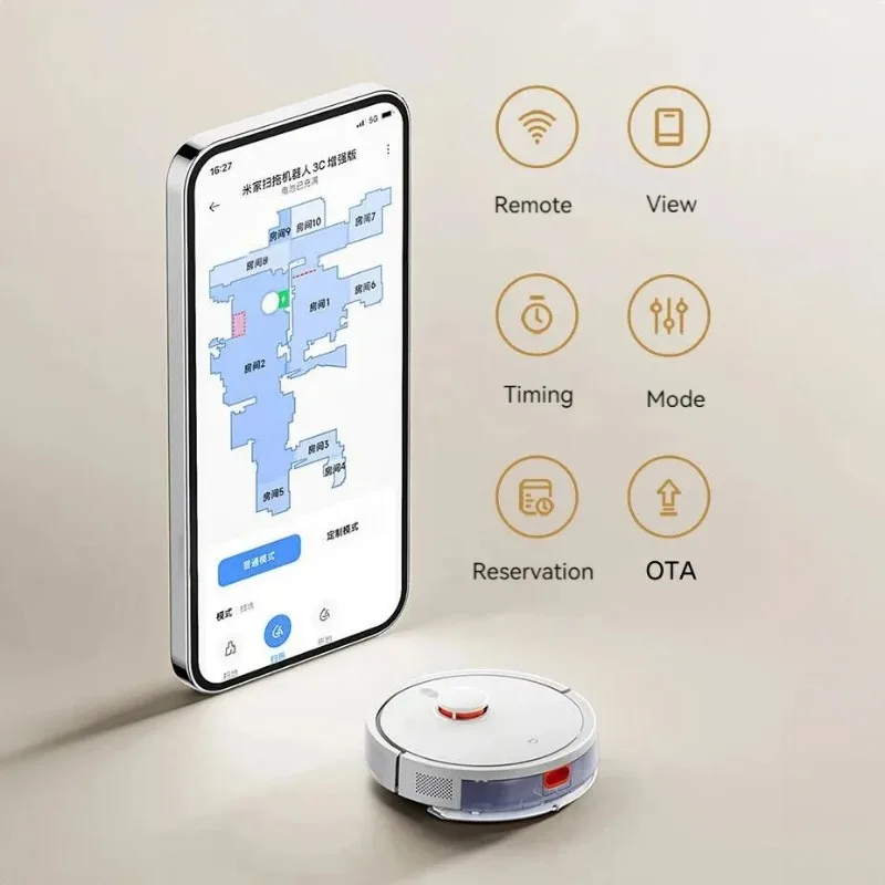 Xiaomi Mijia Robot Vacuum Mop 3C Enhanced Version 5000Pa Big Suction Vacuum Cleaner Smart Laser Navigation Automatic Sweeper