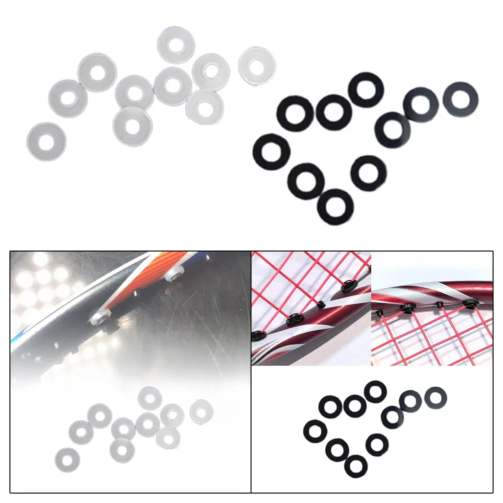 

10-компонентные втулки для ракетки для бадминтона для двойных шайб с одним отверстием для струн