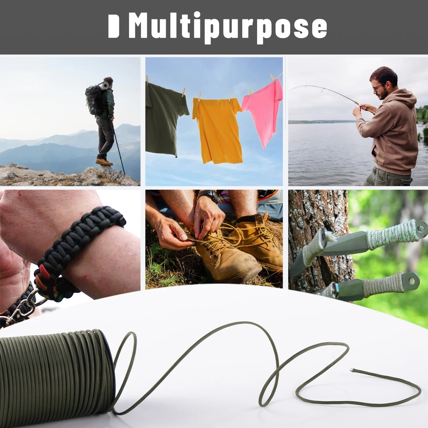 Rollo de 30 metros con un diámetro de 4 milímetros y una cuerda de paraguas de nueve núcleos adecuada para tejer pulseras, refuerzo de tienda,