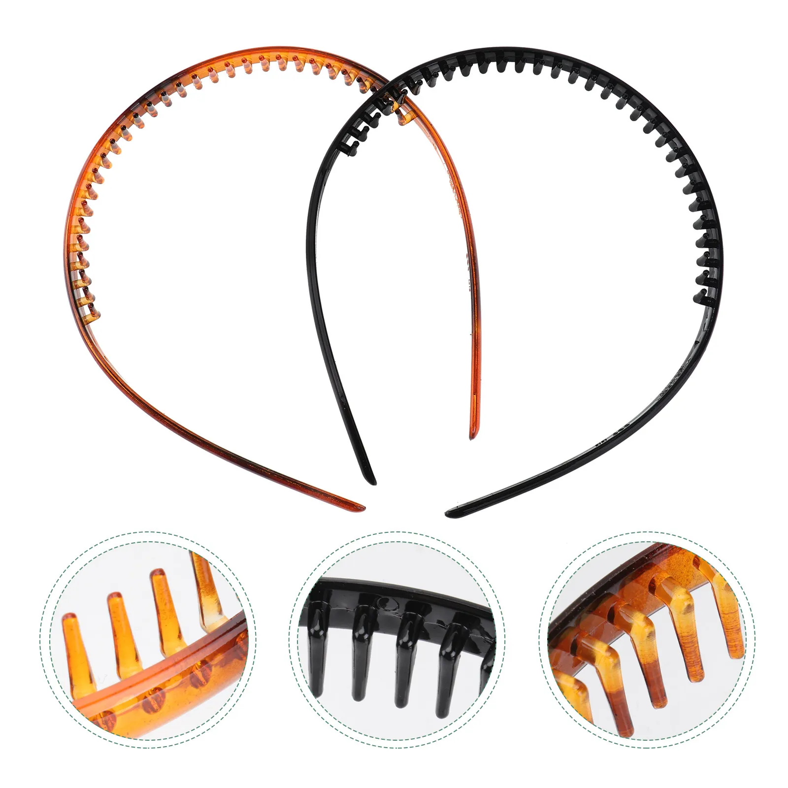 

2Pcs Anti-Slip Hair Hoop Elegant Hair Accessory Women Headband Toothed Fashion Hoop Fine Workmanship Gorgeous Color Daily Party