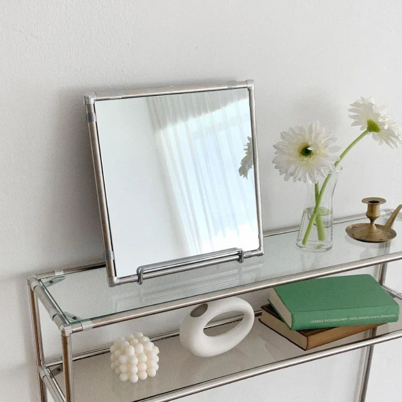 Simple Rectangle Mirror Nordic Bedroom Small Luxury Modern Design Portable Girls Makeup Mirror Bathroom Vanity Espejos