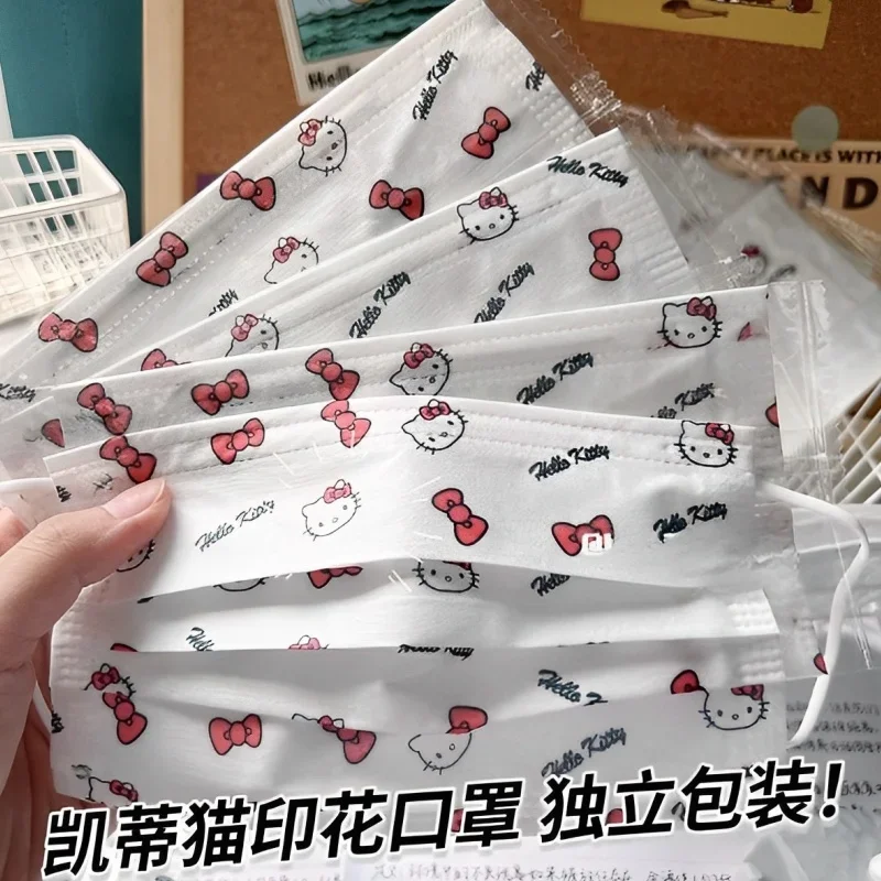 Hello Kitty Sanrio anime peripheral cartoon cute printed masks creative kawaii individually packaged disposable masks wholesale