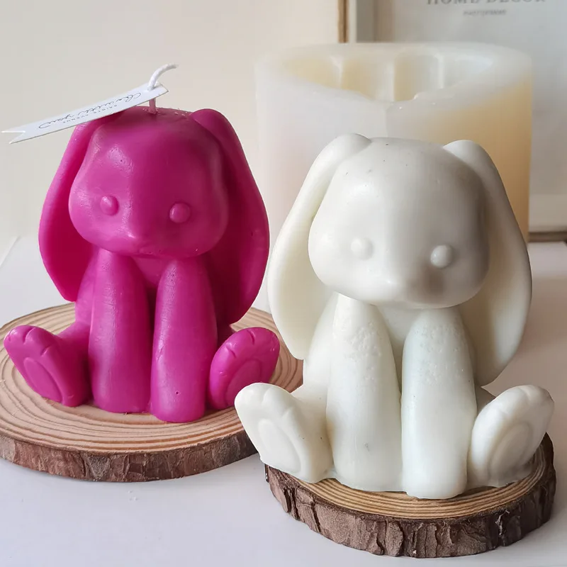 Large Long Eared Rabbit Candle Silicone Mold for Handmade Chocolate Decoration  Aromatherapy Soap Resin Candle Silicone Mould