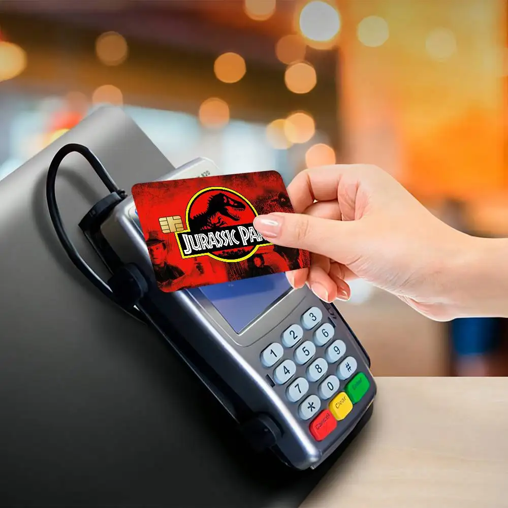 J-Jurassic P-Park بطاقة ملصقات مقاوم للماء فيلم الجلد غطاء 4 قطعة الخصم الائتماني الجبهة الديكور البنك مترو الانفاق تمرير ثلاثية الأبعاد ملصق