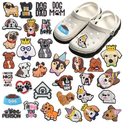 1Pcs Beagle Bulldog Mix Dogs Cute Animals Charm Children Dog Person Shoe Button Accessories Fit Birthday Gift