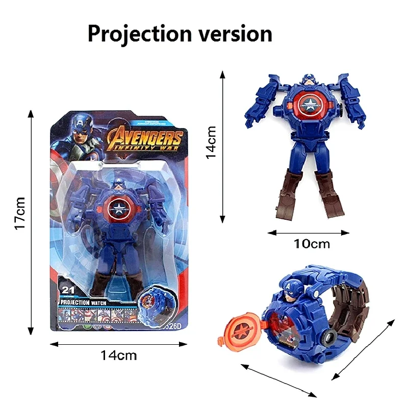 Disney Frozen Avengers Deformation Electronic Watch Boy girl Toy Cartoon iron Man spiderman Transformed Robot child Gift Watch