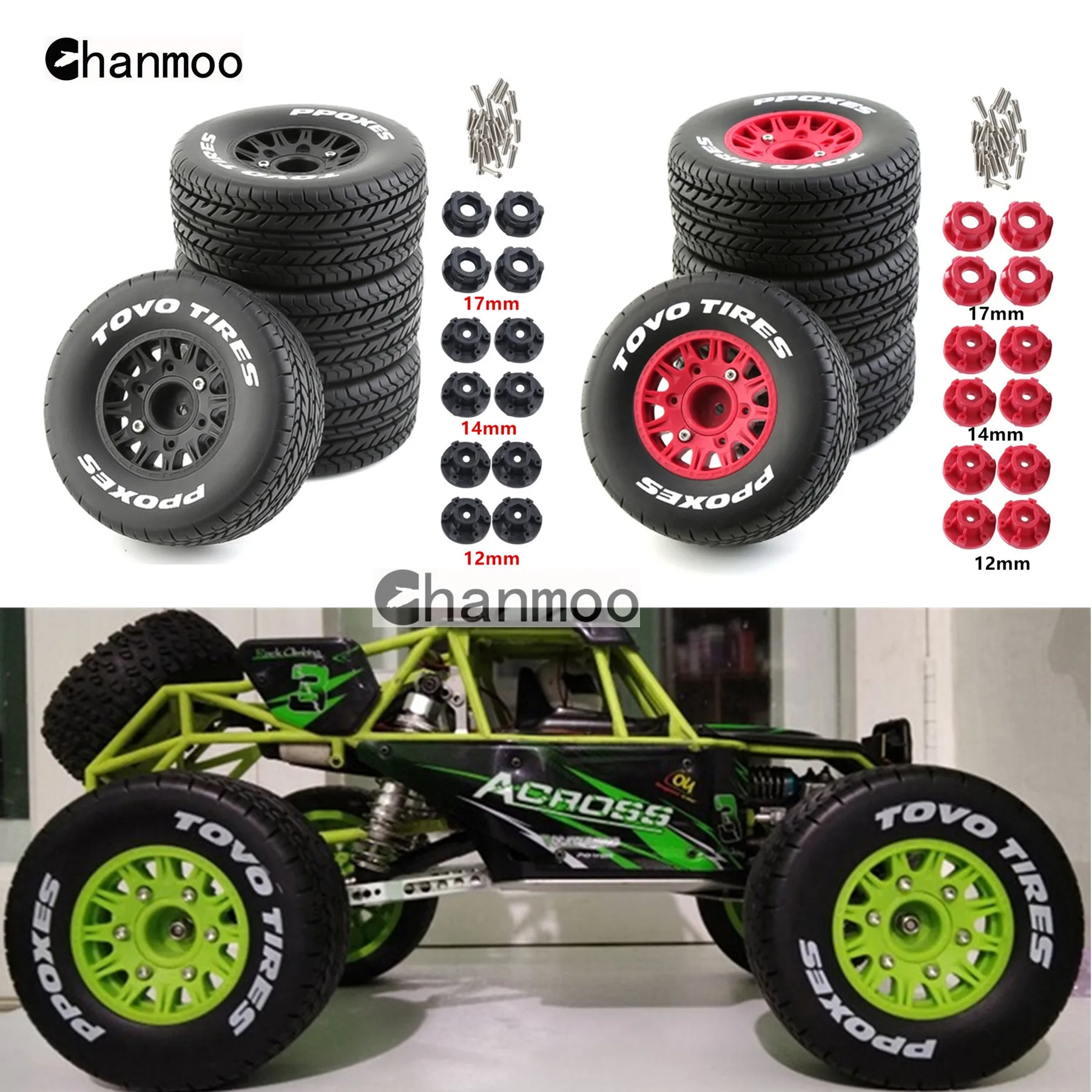 

RC Truck Wheels & Rubber Tires 12 14 17mm Hex for 1/8 1/10 Scale RC On Road Car HSP Sonic 94102 GT LC RACING PTG-2 Tamiya TT02