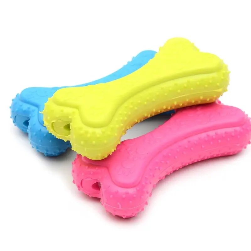 

Bone Shaped Dog Chew Toys Durable Rubber Puppy Training and Cleaning Teeth Tough Toy Pet Dog Toy Squeaky Sound Toys