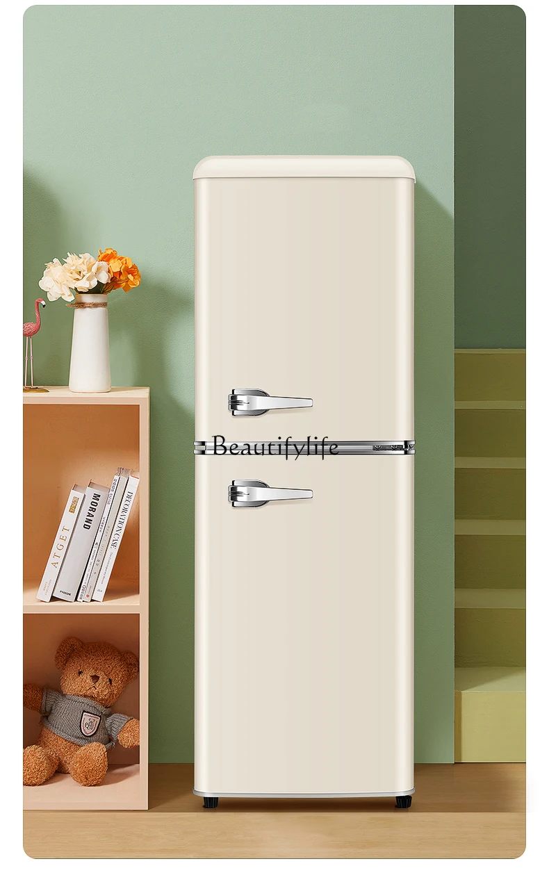 

Retro Small Household Refrigerator Double Door Nostalgic Cooling and Freezing for Two People
