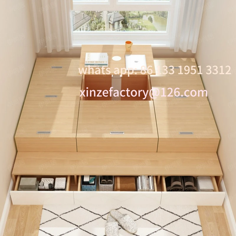 

Customizable small apartment tatami bed combination wooden box splicing storage bed